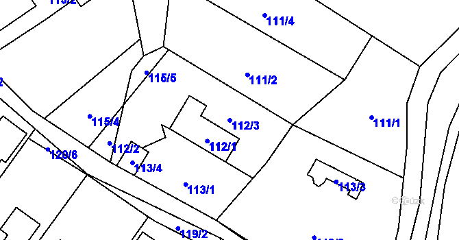 Parcela st. 112/3 v KÚ Suchohrdly u Znojma, Katastrální mapa