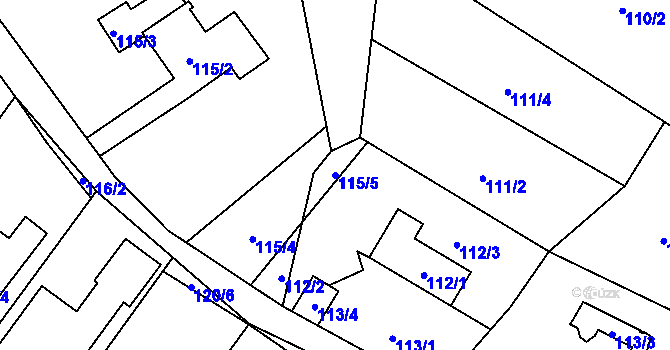 Parcela st. 115/5 v KÚ Suchohrdly u Znojma, Katastrální mapa