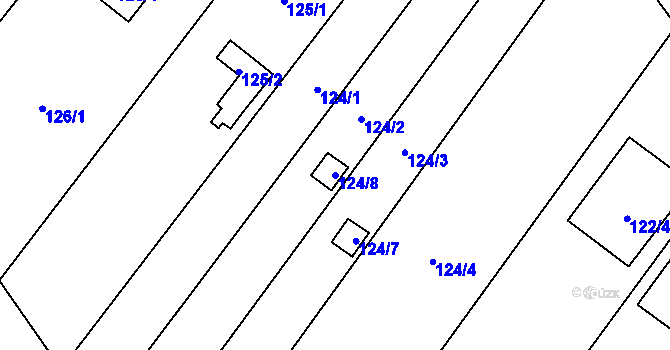 Parcela st. 124/8 v KÚ Suchohrdly u Znojma, Katastrální mapa