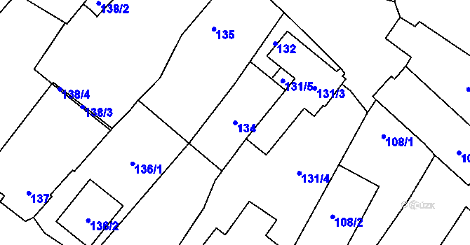 Parcela st. 134 v KÚ Suchohrdly u Znojma, Katastrální mapa