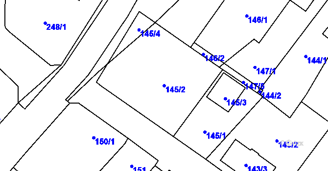 Parcela st. 145/2 v KÚ Suchohrdly u Znojma, Katastrální mapa