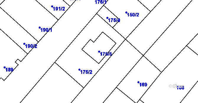 Parcela st. 175/5 v KÚ Suchohrdly u Znojma, Katastrální mapa