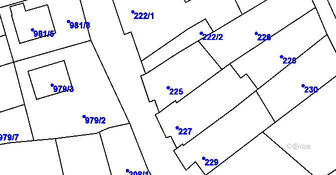 Parcela st. 225 v KÚ Suchohrdly u Znojma, Katastrální mapa