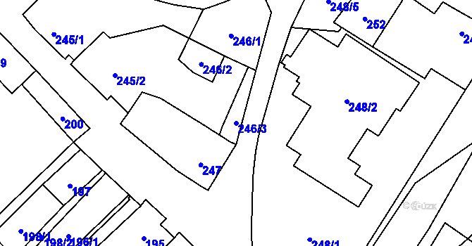 Parcela st. 246/3 v KÚ Suchohrdly u Znojma, Katastrální mapa
