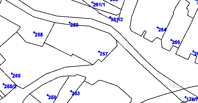 Parcela st. 257 v KÚ Suchohrdly u Znojma, Katastrální mapa