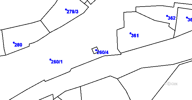 Parcela st. 260/4 v KÚ Suchohrdly u Znojma, Katastrální mapa
