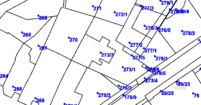 Parcela st. 273/3 v KÚ Suchohrdly u Znojma, Katastrální mapa