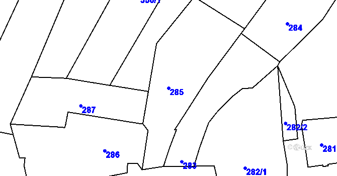 Parcela st. 285 v KÚ Suchohrdly u Znojma, Katastrální mapa