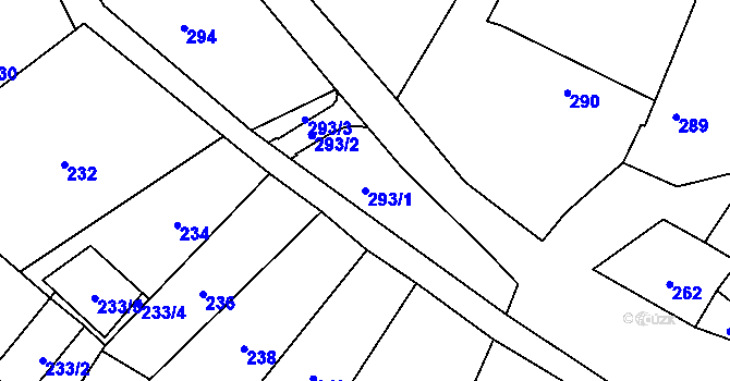 Parcela st. 293/1 v KÚ Suchohrdly u Znojma, Katastrální mapa