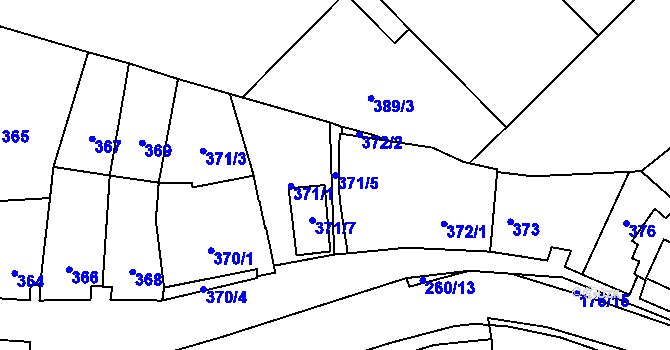 Parcela st. 371/5 v KÚ Suchohrdly u Znojma, Katastrální mapa