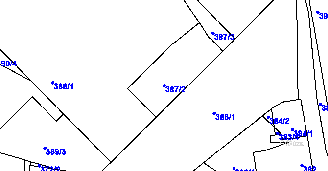 Parcela st. 387/2 v KÚ Suchohrdly u Znojma, Katastrální mapa