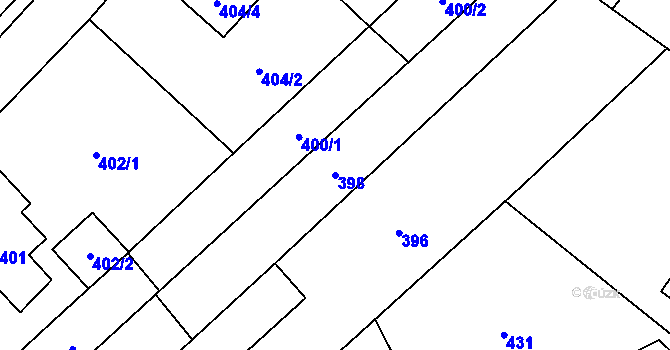Parcela st. 398 v KÚ Suchohrdly u Znojma, Katastrální mapa