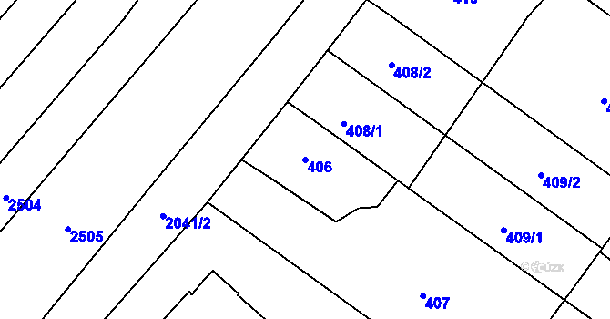 Parcela st. 406 v KÚ Suchohrdly u Znojma, Katastrální mapa