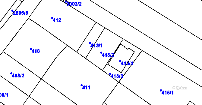 Parcela st. 413/2 v KÚ Suchohrdly u Znojma, Katastrální mapa