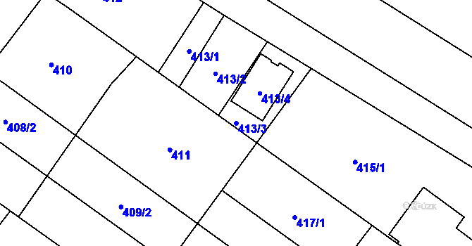 Parcela st. 413/3 v KÚ Suchohrdly u Znojma, Katastrální mapa