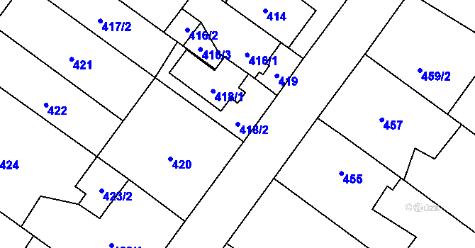 Parcela st. 418/2 v KÚ Suchohrdly u Znojma, Katastrální mapa