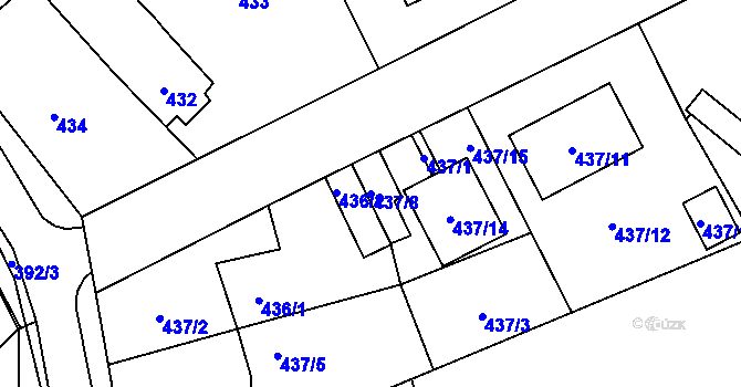 Parcela st. 437/8 v KÚ Suchohrdly u Znojma, Katastrální mapa