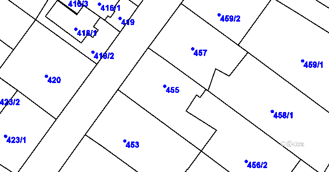 Parcela st. 455 v KÚ Suchohrdly u Znojma, Katastrální mapa