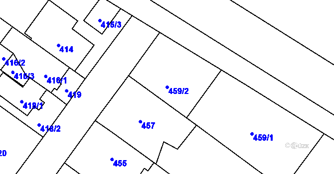 Parcela st. 459/2 v KÚ Suchohrdly u Znojma, Katastrální mapa