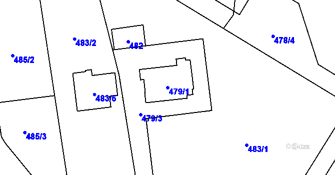 Parcela st. 479/1 v KÚ Suchohrdly u Znojma, Katastrální mapa