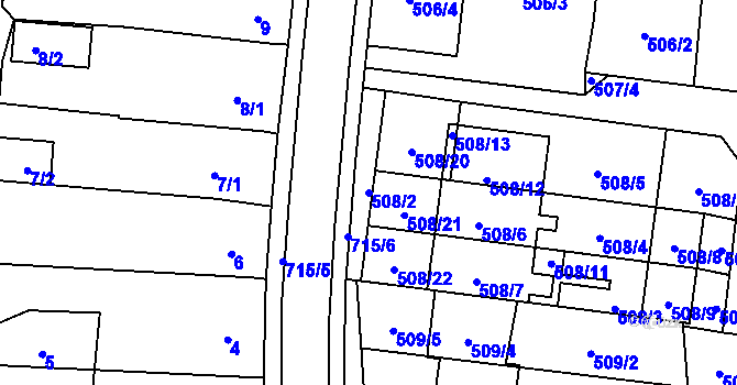 Parcela st. 508/2 v KÚ Suchohrdly u Znojma, Katastrální mapa