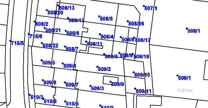 Parcela st. 508/3 v KÚ Suchohrdly u Znojma, Katastrální mapa