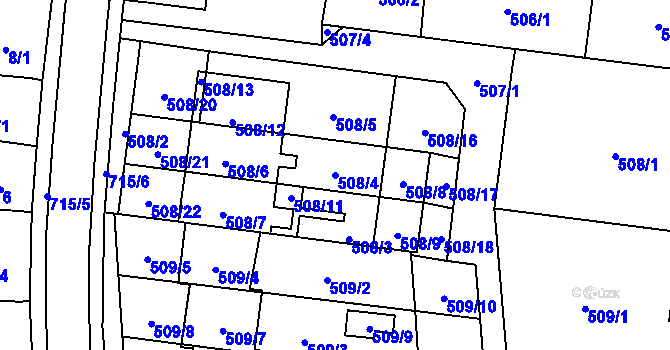 Parcela st. 508/4 v KÚ Suchohrdly u Znojma, Katastrální mapa