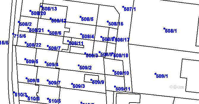Parcela st. 508/9 v KÚ Suchohrdly u Znojma, Katastrální mapa
