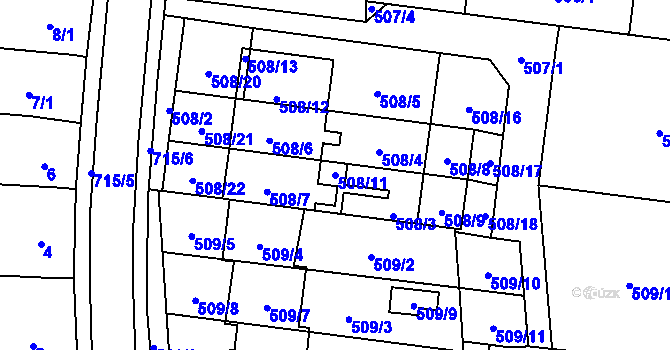 Parcela st. 508/11 v KÚ Suchohrdly u Znojma, Katastrální mapa