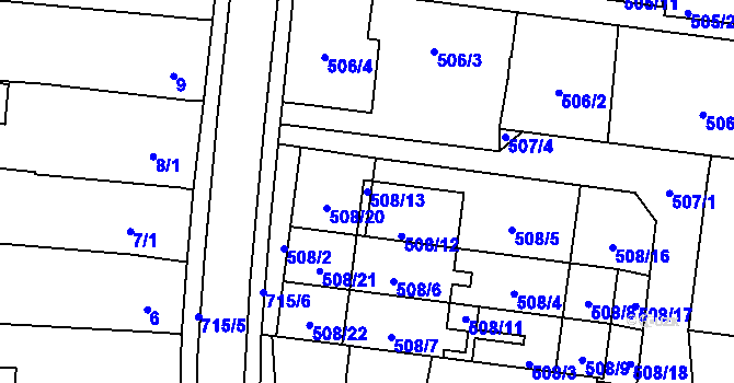 Parcela st. 508/13 v KÚ Suchohrdly u Znojma, Katastrální mapa