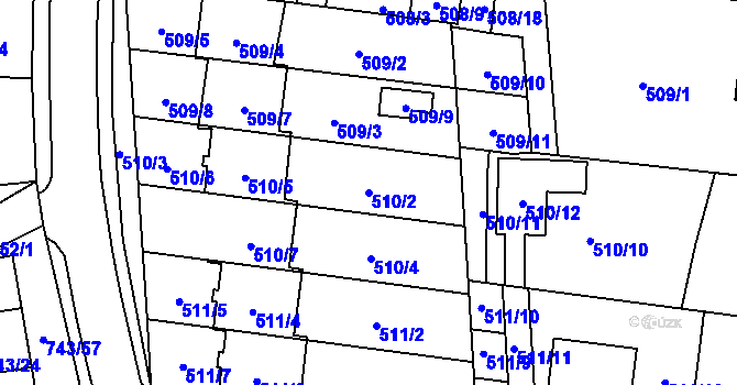 Parcela st. 510/2 v KÚ Suchohrdly u Znojma, Katastrální mapa