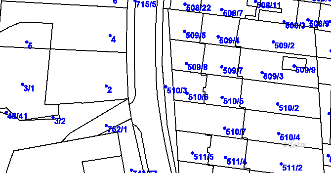Parcela st. 510/3 v KÚ Suchohrdly u Znojma, Katastrální mapa