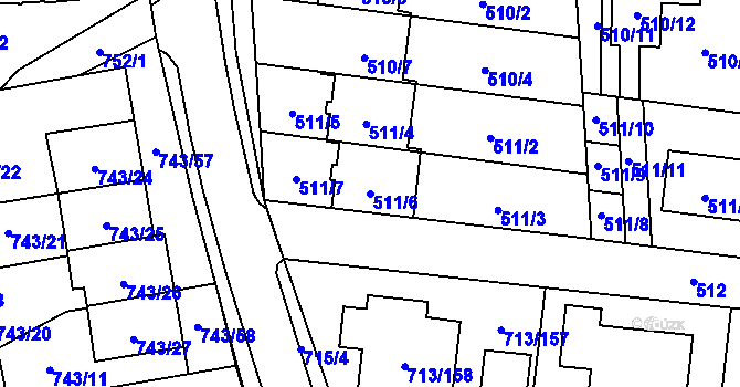 Parcela st. 511/6 v KÚ Suchohrdly u Znojma, Katastrální mapa