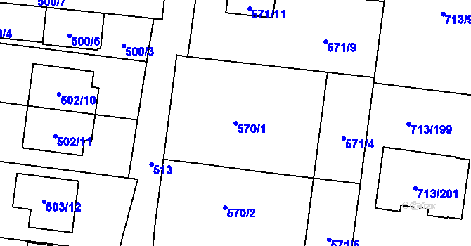 Parcela st. 570/1 v KÚ Suchohrdly u Znojma, Katastrální mapa