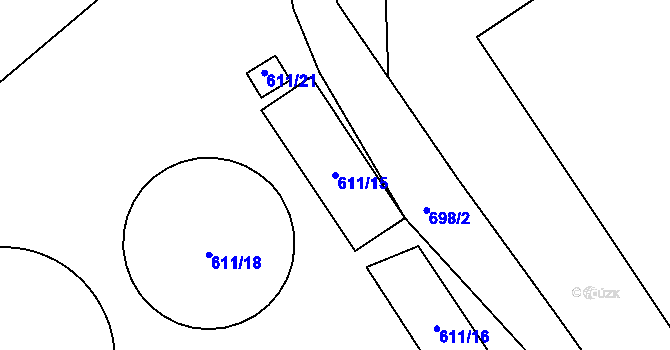 Parcela st. 611/15 v KÚ Suchohrdly u Znojma, Katastrální mapa