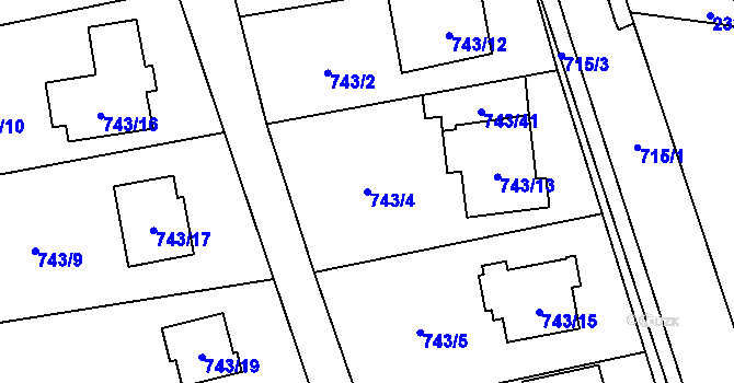 Parcela st. 743/4 v KÚ Suchohrdly u Znojma, Katastrální mapa