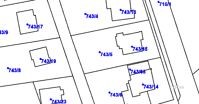 Parcela st. 743/5 v KÚ Suchohrdly u Znojma, Katastrální mapa