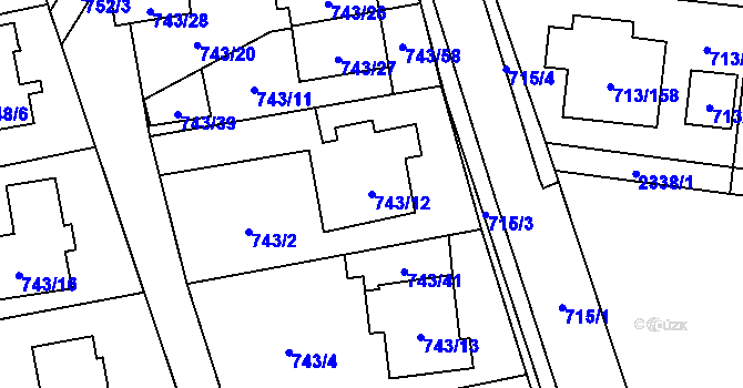 Parcela st. 743/12 v KÚ Suchohrdly u Znojma, Katastrální mapa