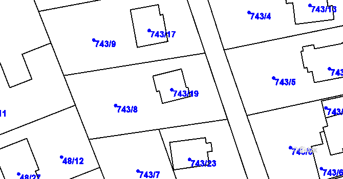 Parcela st. 743/19 v KÚ Suchohrdly u Znojma, Katastrální mapa