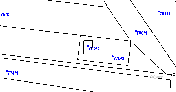 Parcela st. 775/3 v KÚ Suchohrdly u Znojma, Katastrální mapa