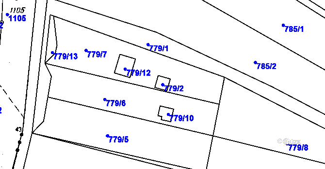 Parcela st. 779/2 v KÚ Suchohrdly u Znojma, Katastrální mapa