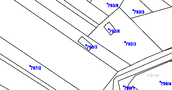 Parcela st. 790/3 v KÚ Suchohrdly u Znojma, Katastrální mapa