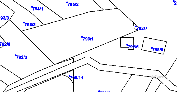 Parcela st. 792/2 v KÚ Suchohrdly u Znojma, Katastrální mapa
