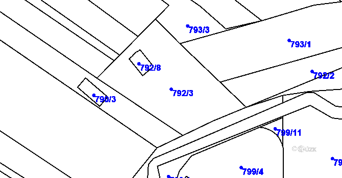Parcela st. 792/3 v KÚ Suchohrdly u Znojma, Katastrální mapa