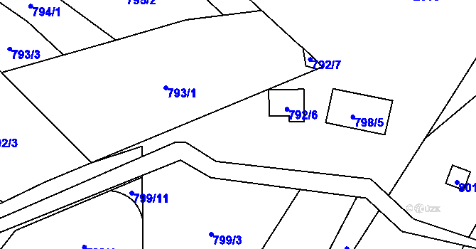 Parcela st. 792/5 v KÚ Suchohrdly u Znojma, Katastrální mapa