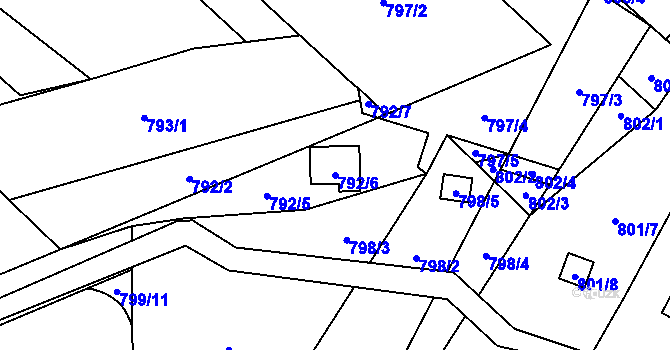 Parcela st. 792/6 v KÚ Suchohrdly u Znojma, Katastrální mapa