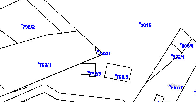 Parcela st. 792/7 v KÚ Suchohrdly u Znojma, Katastrální mapa