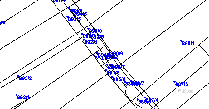 Parcela st. 890/2 v KÚ Suchohrdly u Znojma, Katastrální mapa