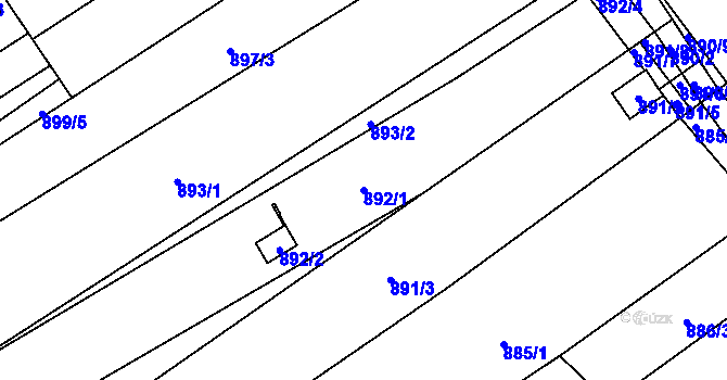 Parcela st. 892/1 v KÚ Suchohrdly u Znojma, Katastrální mapa