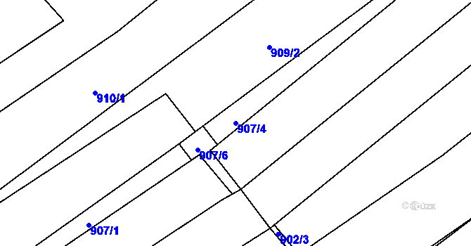 Parcela st. 907/4 v KÚ Suchohrdly u Znojma, Katastrální mapa